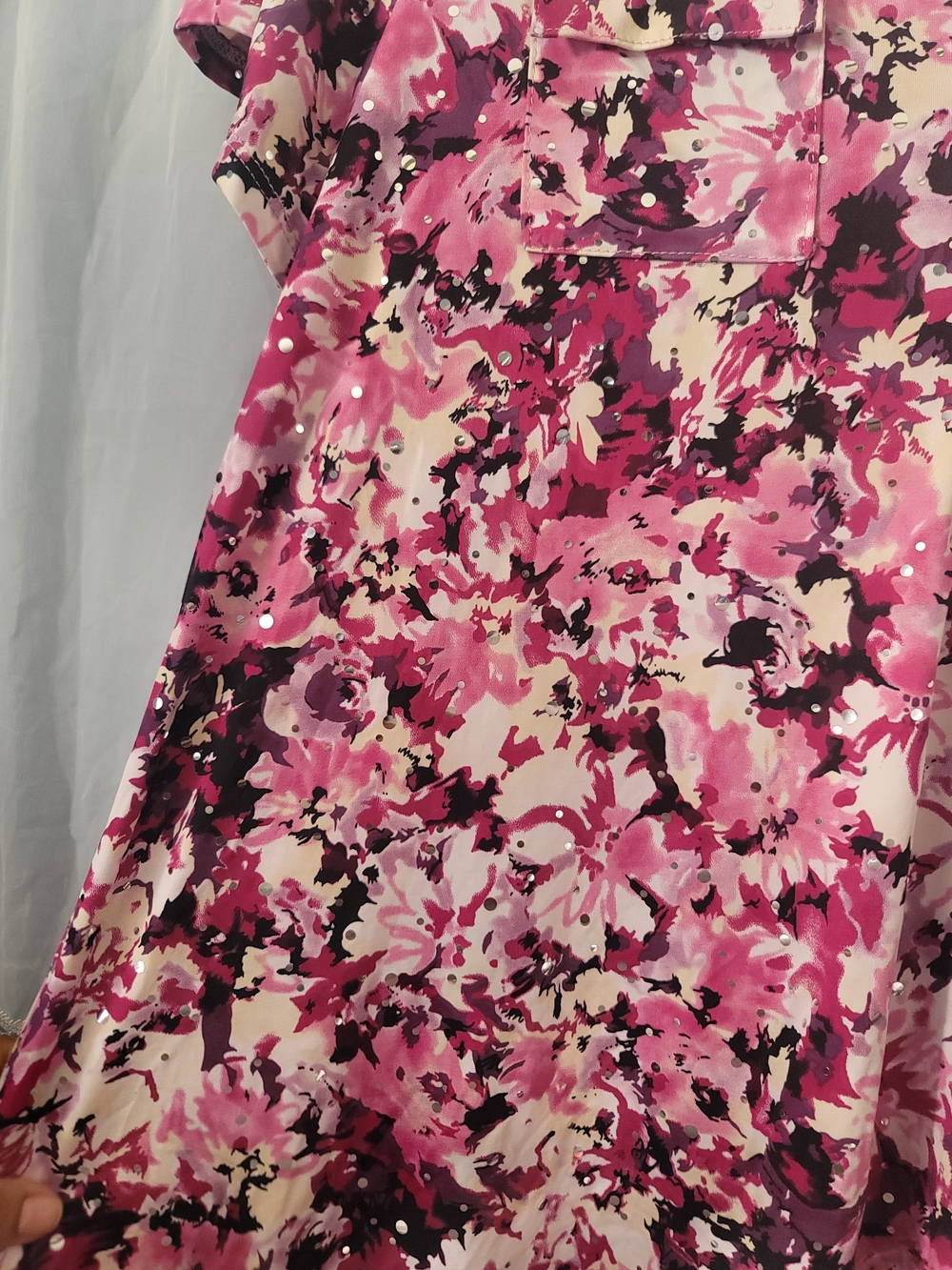 Brittany Black Pink Floral Short-Sleeve V-Neck Blouse - Picture 8 of 8